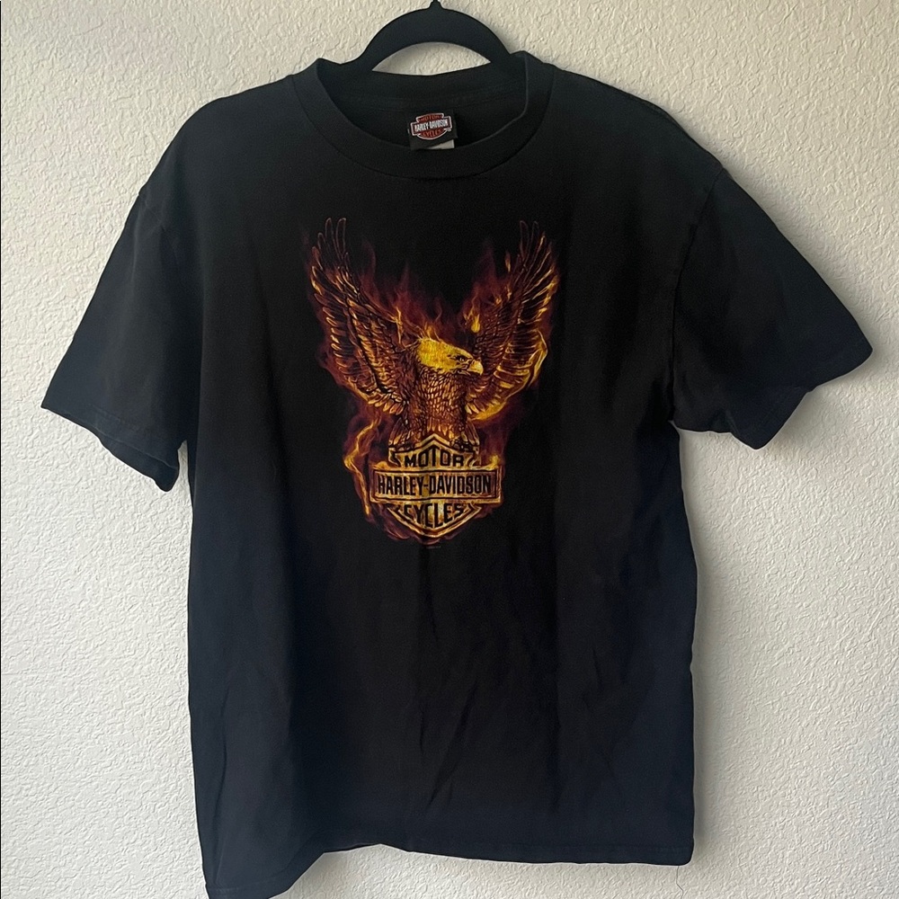 Harley-Davidson Virginia Beach Black Short Sleeve Eagle Flame Graphic Tee